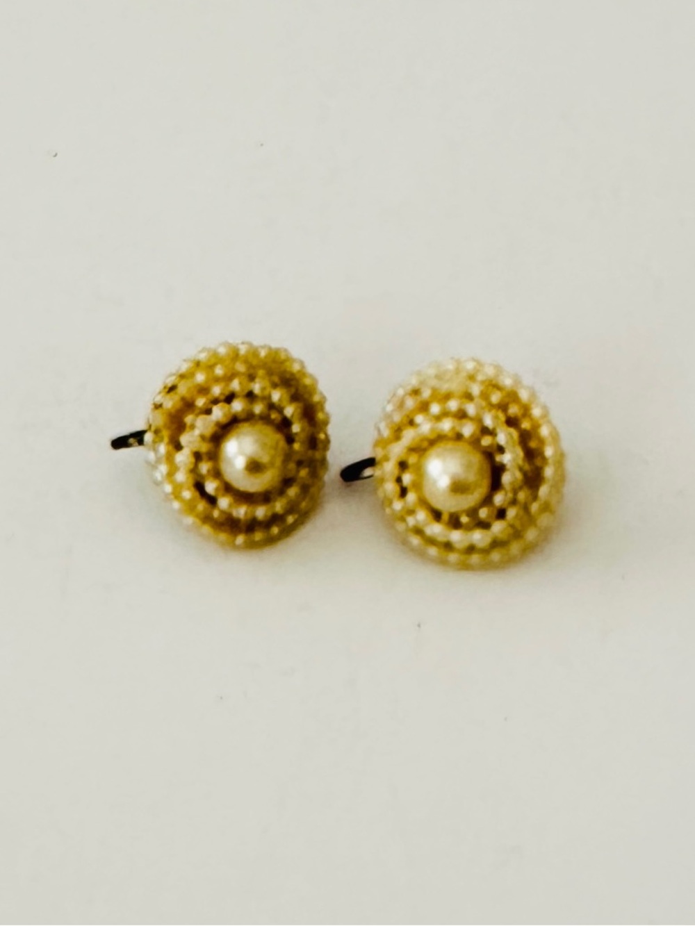 Vintage Classic Faux Peal Domed Cluster Earrings